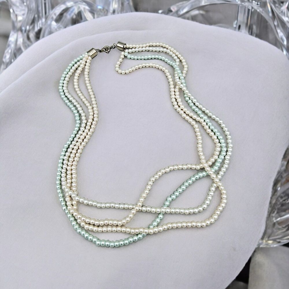 Vintage Pearl Necklace Imitation Multi Strand Color Classic Feminine Jewelry